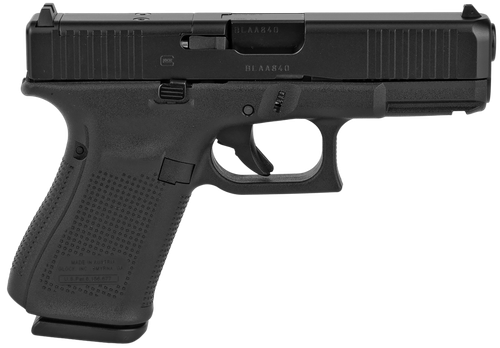 Glock PA195S201MOS G19 Gen5 Compact MOS 9mm Luger 4.02" 10+1 Overall Black Finish with nDLC Steel with Front Serrations & MOS Cuts Slide, Rough Texture Interchangeable Backstraps Grip & Fixed Sights