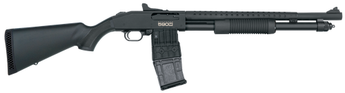 Mossberg 50206 590M Mag-Fed 12 Gauge 2.75" 10+1 18.50" Cylinder Bore Barrel Matte Blued Rec with Ghost Ring Sight Black Synthetic Stock Right Hand