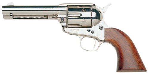 Taylors & Company 555124 1873 Cattleman 357 Mag Caliber with 4.75" Barrel, 6rd Capacity Cylinder, Overall Nickel-Plated Finish Steel & Walnut Grip