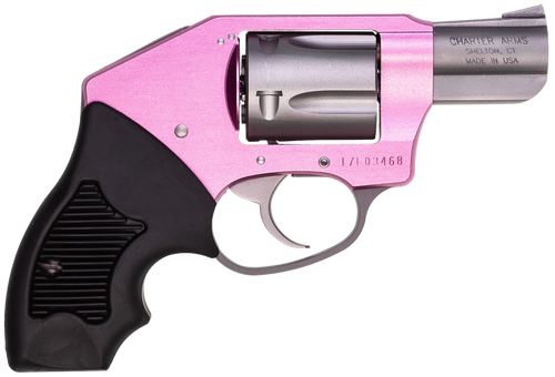 Charter Arms 53851 Undercover Lite Chic Lady Small 38 Special 5 Shot 2" High Polished Stainless Steel Barrel & Cylinder, Pink Aluminum Frame w/Black Finger Grooved Rubber Grip, Concealed Hammer