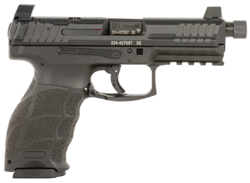 HK 81001168 VP9 Tactical 9mm Luger 10+1 4.70" Black Threaded Barrel, Black Cerakote Optic Ready/Serrated Steel Slide, Black Polymer Frame w/Picatinny Rail, Black Interchangeable Backstrap Grip