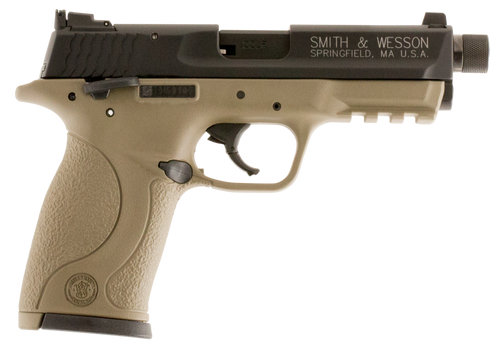 Smith & Wesson 10242 M&P  Compact Frame 22 LR 10+1 3.60" Black Steel Threaded Barrel & Serrated Slide, Flat Dark Earth Cerakote Polymer Frame w/Picatinny Rail, Ambidextrous