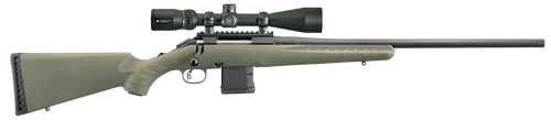 Ruger 26953 American Predator Full Size 6.5 Creedmoor 3+1 22" Matte Black Threaded Barrel, Matte Black Picatinny Rail Steel Receiver, Moss Green Fixed Synthetic Stock, Vortex Crossfire II 4-12x44mm