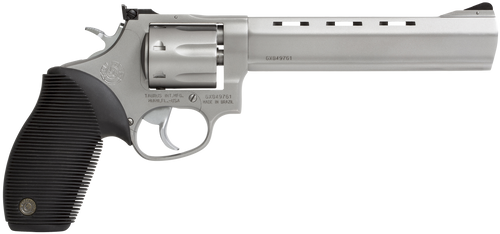 Taurus 2170069 Tracker 17 Medium Frame 17 HMR 7rd 6.50" Matte Stainless Vent Rib Barrel, Matte Stainless Steel Frame & Cylinder, Black Ribber Grip