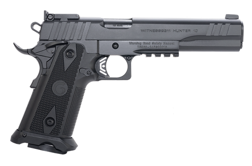 Girsan 395070 Witness2311  10mm Auto 15+1 6" Black Steel Barrel, Black Serrated Steel Slide, Black Polymer Frame w/Beavertail & Picatinny Rail, Black Checkered Polymer Grip, Ambidextrous