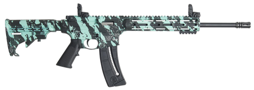 Smith & Wesson 12066 M&P15-22 Sport 22 LR Caliber with 25+1 Capacity, 16.50" Black Barrel, Overall Robin Egg Blue Platinum Finish & 6 Position CAR Stock Right Hand