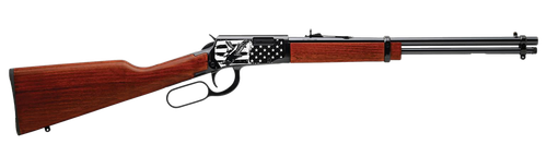 Rossi RL22181WD-EN22 Rio Bravo  22 LR 15+1 18" Black Polished Alloy Steel Barrel, Black Engraved w/Flag & Eagle Alloy Steel Receiver, Hardwood Fixed Stock, Right Hand