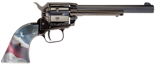 Heritage Mfg RR22B6US02 Rough Rider  22 LR 6 Shot, 6.50" Black Oxide Steel Barrel, Black Oxide Zinc Alloy Frame, Black Oxide Cylinder, Black US Flag Grip, Exposed Hammer