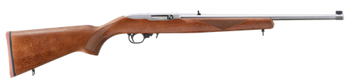 Ruger 31228 10/22 Sporter 22 LR 10+1 18.50" Clear Satin Stainless Steel Barrel, Drilled & Tapped Receiver, Walnut Stained Hardwood Stock