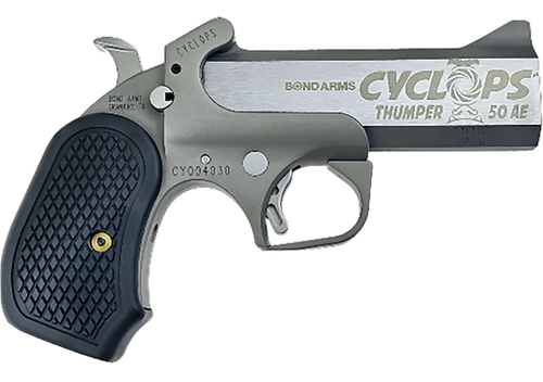 Bond Arms BACY Cyclops Thumper 50 AE 1rd Shot 4.25" Black/SS Barrel, Black Rough & Tumble Frame, Black B6 Resin Grips