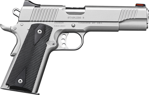 Kimber Mfg.,inc 3200007CAB Stainless II (CA)  45 ACP 7+1 5" Front Serrations Stainless Steel Slide Satin Silver Black Synthetic Double Diamond Checkering Grip