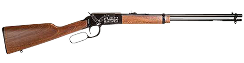 Rossi RL22W201WDEN19 Rio Bravo  Full Size, Lever Action 22 WMR 12+1, 20" Polished Black Steel Barrel, Polished Black w/July 4 Eagle Engraving Steel Receiver, German Fixed Beechwood Stock, Right Hand