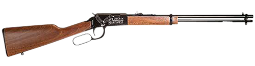 Rossi RL22W201WDEN19 Rio Bravo  Full Size, Lever Action 22 WMR 12+1, 20" Polished Black Steel Barrel, Polished Black w/July 4 Eagle Engraving Steel Receiver, German Fixed Beechwood Stock, Right Hand