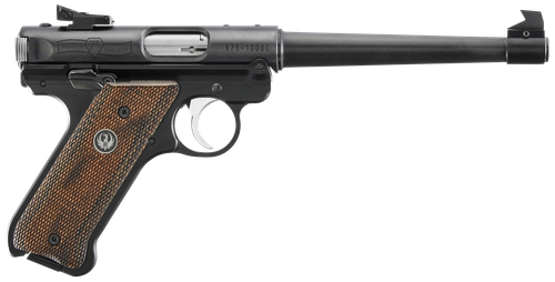 Ruger 40175 Mark IV 75th Anniversary Target 22 LR 10+1 6.88" Stainless Tapered Target Barrel, Blued Aluminum Frame, Drilled & Tapped, Checkered Wood Laminate Grip, Ambidextrous