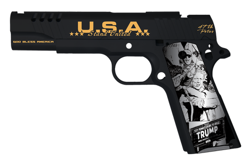 AUTO 1911TCAC18 1911 45 5" 7R TRUMP FIGHT BK/GLD