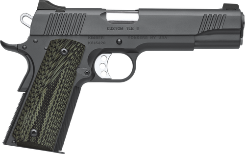 Kimber Mfg, Inc 3200335 TLE II Custom 45 ACP 7+1 5" Stainless Match Grade Barrel, Matte Black Serrated Steel Slide, Matte Black Steel Frame w/Beavertail, Aggressively Textures G-10 Grip