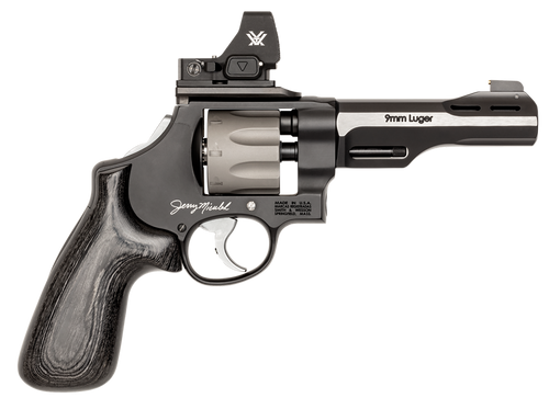 Smith & Wesson 14045 PC Model 327 w/Optic N-Frame 9mm Luger 8 Shot 5" Black/SS Ported Barrel, Black Scandium Alloy Frame, JM Signature Black Laminate Grip, Vortex CompDot, C.O.R.E Optic System