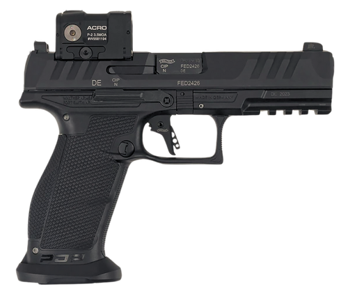 Walther Arms 2881225PRO PDP w/Optic Full Size Frame 9mm Luger 18+1 4.50" Polygonal Rifling Barrel Black Optic Ready/Serrated Steel Slide Black Polymer Frame w/Picatinny Rail, Aimpoint Acro Red Dot