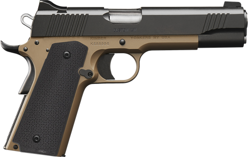 Kimber Mfg, Inc 3000460 Custom LW MP 45 ACP 8+1 5" Stainless Match Grade Barrel, Black Serrated Steel Slide, Flat Dark Earth Aluminum Frame w/Beavertail, Black Textured Grip