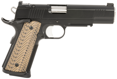 Dan Wesson 01799 Specialist  45 ACP 8+1 (2) 5" Match Grade Stainless Barrel, Black, Beavertail Frame with Pic. Rail, Optic Cut Serrated Side, Black/Brown G10 Grip, Night Sights