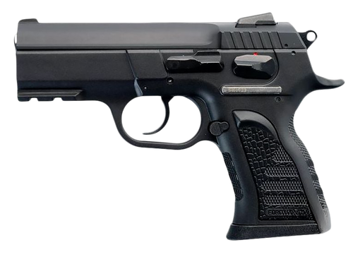 Tanfoglio IFG TFCOMPACTF10 Force Compact F 10mm Auto Caliber with 3.62" Barrel, 11+1 Capacity, Overall Black Finish, Picatinny Rail Frame, Serrated Steel Slide & Rubber Grip
