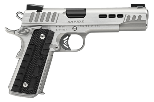 Kimber Mfg.,inc 3000428 Rapide Frost 9mm Luger 9+1 5" Black DLC Stainless Steel Barrel, Kimpro II Silver Lightening Cut/Serrated Stainless Steel Slide & Frame w/Beavertail, Black G10 Grip