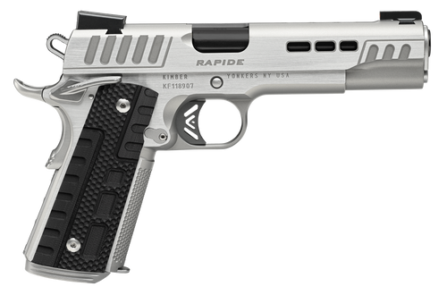 Kimber Mfg.,inc 3000428 Rapide Frost 9mm Luger 9+1 5" Black DLC Stainless Steel Barrel, Kimpro II Silver Lightening Cut/Serrated Stainless Steel Slide & Frame w/Beavertail, Black G10 Grip