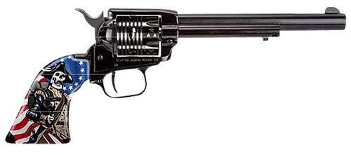 Heritage Mfg RR22B6ECSS Rough Rider Independence Day 22 LR 6 Shot 6.50" Black Oxide Barrel & Frame, Black Oxide w/Engraved US Flag Cylinder, Custom Designed US Flag w/Soldier Grips