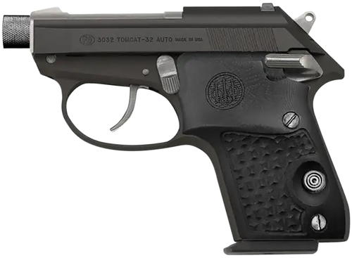 Beretta USA SPEC0696A 3032 Tomcat Silver Black Gorilla Micro-Compact 32 ACP 7+1, 2.90" Silver Steel Threaded Tip-Up Barrel, Matte Black Serrated Steel Slide, Black Aluminum Frame