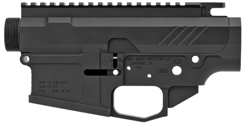 Grey Ghost Precision GGPSHEAVYRCVR AR MKII Heavy Receiver Set AR-10 Platform Multi-Caliber, 7075-T6 Aluminum w/Black Hardcoat Anodized Finish, Flared Mag Well, Optics Ready