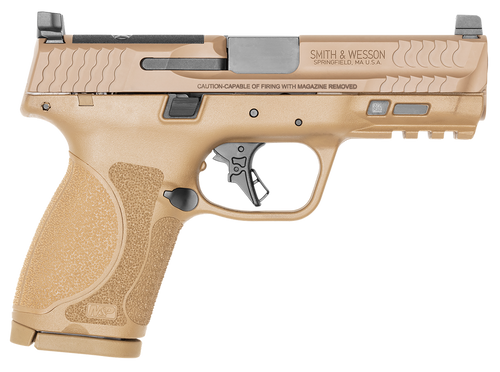 Smith & Wesson 13572 M&P M2.0  Compact 9mm Luger 15+1, 4" Stainless Steel Barrel & Optic Cut/Serrated Stainless Steel Slide, Flat Dark Earth Polymer Frame w/Picatinny Rail