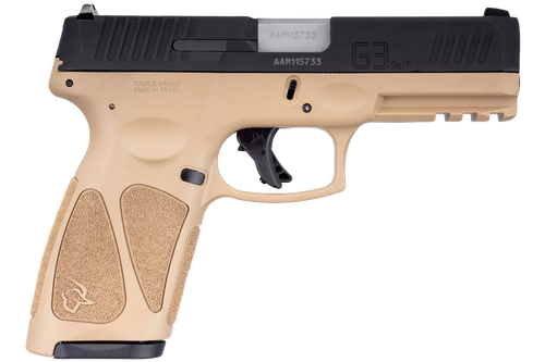 Taurus 1G3B941T G3  9mm Luger 15+1 Or 17+1 4" Matte Stainless Steel Barrel, Tan Polymer Frame With Picatinny Acc. Rail, Tenifer Matte Black Steel Slide, Re-Strike Capability, Manual Safety