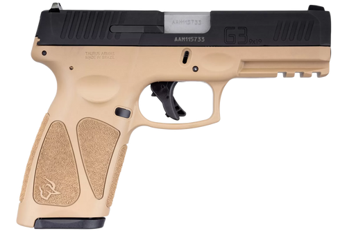 Taurus 1G3B941T G3  9mm Luger 15+1 Or 17+1 4" Matte Stainless Steel Barrel, Tan Polymer Frame With Picatinny Acc. Rail, Tenifer Matte Black Steel Slide, Re-Strike Capability, Manual Safety