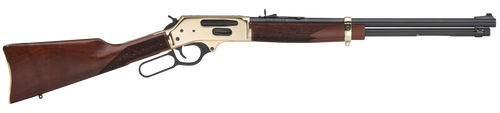 Henry H02435 Side Gate  Full Size 35 Rem 5+1 20" Blued Steel Barrel, Brass Polished Drilled & Tapped Brass Receiver, American Walnut Fixed Stock, Right Hand