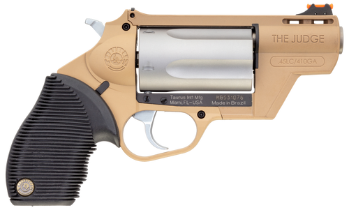 Taurus 2-441029FDE Judge Public Defender 45 Colt (LC)/410 Gauge 5rd 2.50" Flat Dark Earth Barrel & Frame Matte Stainless Cylinder Black Ribber Grip