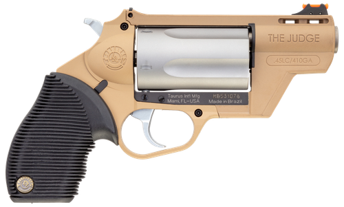 Taurus 2-441029FDE Judge Public Defender 45 Colt (LC)/410 Gauge 5rd 2.50" Flat Dark Earth Barrel & Frame Matte Stainless Cylinder Black Ribber Grip