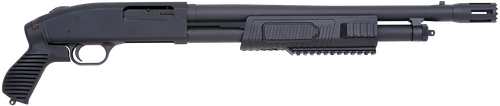 Mossberg 50673 500 FLEX Tactical 12 Gauge Pump 3" 5+1 18.50" Matte Blued Stand-Off Breacher Barrel, Blued Stainless Steel Receiver, Black Fixed w/Pistol Grip Synthetic Stock
