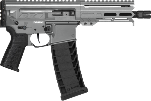 CMMG 94A6867TNG Dissent MK4 9mm Luger 33+1 6.50", Tungsten Gray Rec, Picatinny Brace Adapter, 5.50" M-LOK Handguard, Left Side Charging Handle, Zeroed Linear Comp, Zeroed Drop-In Single Stage Trigger