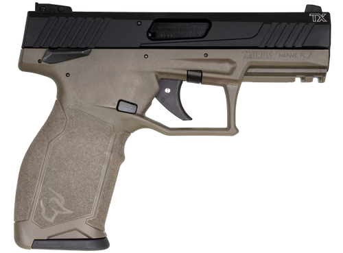 Taurus 1-TX22141O10 TX22  Full Size Frame 22 LR 10+1 4.10" Matte Black Threaded Barrel, Matte Black Serrated Slide, OD Green Polymer Frame w/Picatinny Rail, Textured Grip