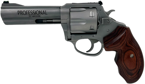 Charter Arms 73546 Professional VI Extra Large, 357 Mag 6 Shot 4.20" Matte Stainless Steel Barrel, Cylinder & Frame w/Wood Grip, Exposed Hammer