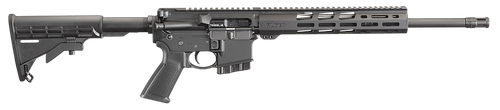 Ruger 8537 AR-556  5.56x45mm NATO 10+1 16.10" Heavy Contour Barrel, Black Hard Coat Anodized 7075-T6 Aluminum Forgings, 6 Position Collapsible  M4-Style Stock, Mil-Spec Buffer Tube, Optics Ready