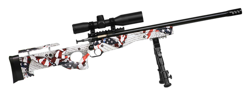 Crickett KSA2153 Precision Complete Package 22 LR 1rd 16.12" Blued American Flag & Amendment Fixed Thumbhole Stock Right Hand (Youth)