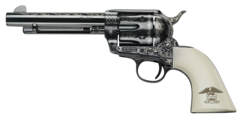 Pietta GW45LLE434NMUI 1873 GW2 Liberty 45 Colt (LC) 6 Shot, 4.75" Blued Engraved Steel Barrel, Cylinder, Frame & Hammer, Ultra Ivory Grip w/Engraved Liberty Eagle