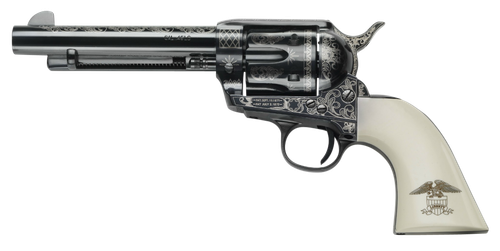Pietta GW45LLE434NMUI 1873 GW2 Liberty 45 Colt (LC) 6 Shot, 4.75" Blued Engraved Steel Barrel, Cylinder, Frame & Hammer, Ultra Ivory Grip w/Engraved Liberty Eagle