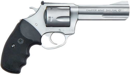 Charter Arms 73542 Mag Pug Target Large 357 Mag, 5 Shot 4.20" Matte Stainless Steel Barrel, Cylinder & Frame w/Black Finger Grooved Rubber Grip