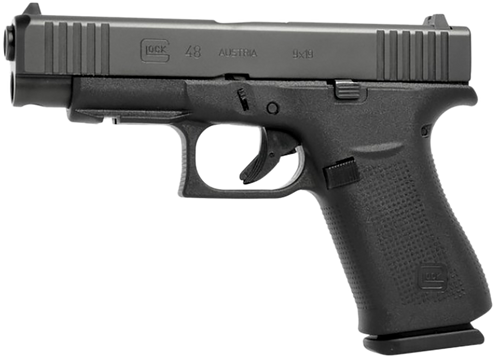 Glock PA4850201FR G48  Slim Compact Frame 9mm Luger 10+1 4.17" Black GMB Barrel, Black nDLC Serrated Steel Slide, Black Polymer Frame w/Beavertail & Front Rail, Black Textured Polymer Grip, Right Hand
