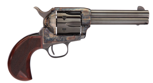 Taylors & Company 555153 1873 Cattleman 357 Mag Caliber with 4.75" Blued Finish Barrel, 6rd Capacity Blued Finish Cylinder, Color Case Hardened Finish Steel Frame & Checkered Birdshead Walnut Grip