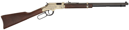 Henry H004VD4 Golden Boy Deluxe 4th Edition 17 HMR 12+1 20" Blued Octagon Barrel, Engraved Brasslite Rec, American Walnut Stock, Ad. Buckhorn Sights