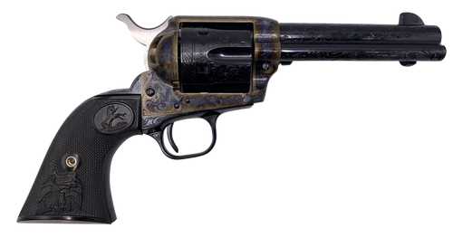Colt Mfg P1840Z Single Action Army  45 Colt (LC) 6 Shot 4.75" Blued Engraved Steel Barrel & Cylinder,  Color Case Hardened Engraved Steel Frame, Black Polymer Grip
