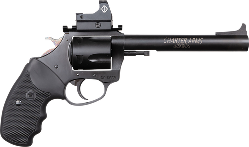 Charter Arms 63565 Mastiff Target Large Frame 357 Mag 5 Shot, 6" Black Nitride Stainless Steel Barrel, Cylinder & Frame, Black Rubber Grip, Sightmark Micro Optic, Exposed Hammer